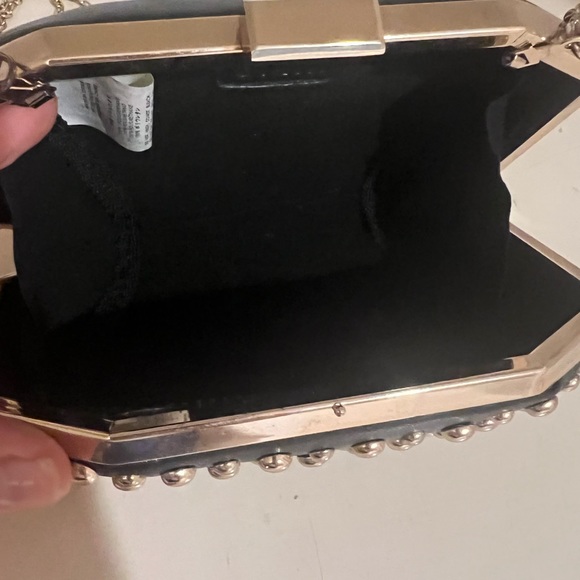 NEW. Blk leather gold studded clutch of crossbody! - Picture 10 of 12